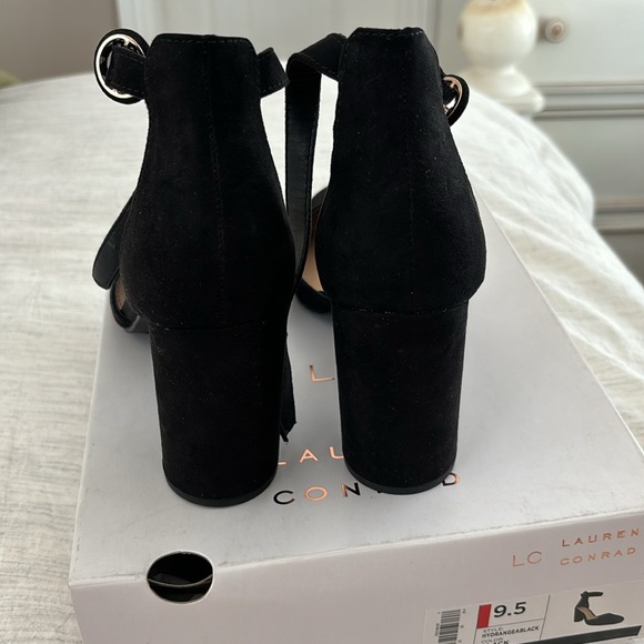 Black closed toe chunky faux suede heal with ankle strap. In good condition. - Picture 4 of 6